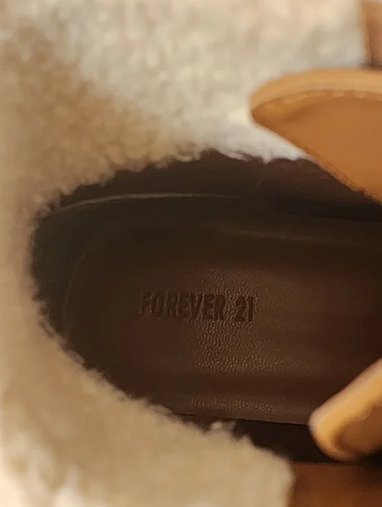 ✨ Forever 21 Faux Leather & Shearling Tan Lace Up Boots - Picture 7 of 8